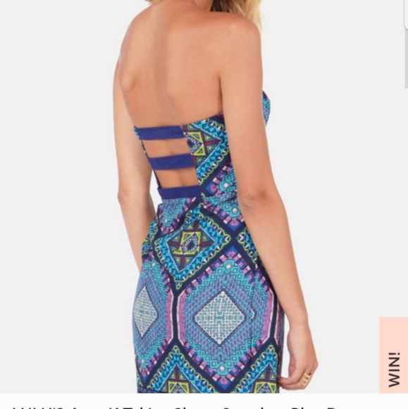 LULU'S Aryn K Taking Shape Strapless Blue Dress - Picture 3 of 5